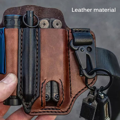 Wholesale Tactical Multi Tool Belt Leather Bag  Holster Outdoor Camping Hunting Waist Leather Pocket