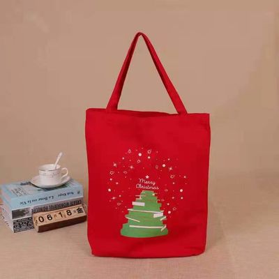 2021 hot selling  promotional customized Christmas  canvas  tote bag reusable Santa shopping bag handbag  gift for kids
