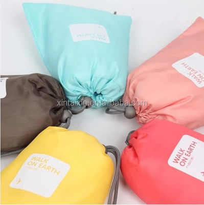 Soft Organic Cotton Drawstring Shoe Bags Small Foldable Cloth Canvas Cinch Backpack