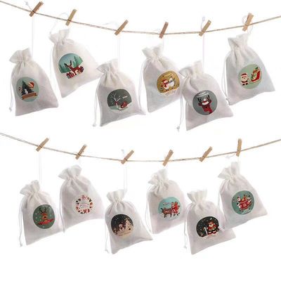 Christmas Burlap Jute Drawstring Bag Backpack Candy Pouch Bags OEM