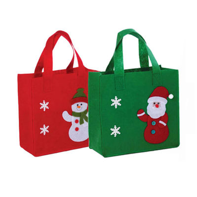 2021 new hot selling  Christmas Santa  felt tote bag reusable woman  shopping bag handle bag for Christmas gift