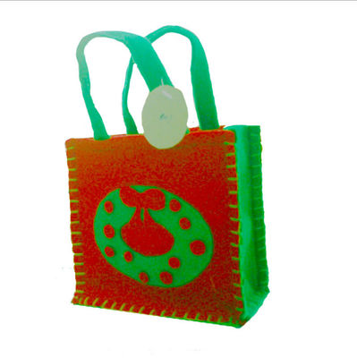 2021 new hot selling  Christmas Santa  felt tote bag reusable woman  shopping bag handle bag for Christmas gift