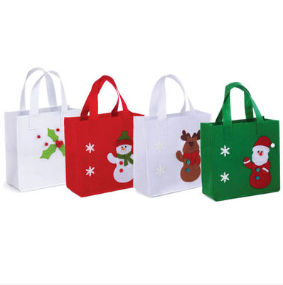 2021 new hot selling  Christmas Santa  felt tote bag reusable woman  shopping bag handle bag for Christmas gift