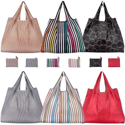 Amazon hot selling   Reusable Grocery Tote Bags   Eco Friendly  handbags  Large Heavy Duty Machine Washable   Ripstop Nylon bag