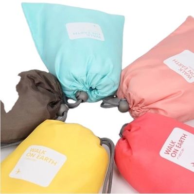 Folded Polyester Fabric Drawstring Bag Mini Gift Pouch Shoes Pocket Storage Pouch