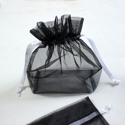 Foldable Mesh Nylon Drawstring Bags Portable Small For Gift
