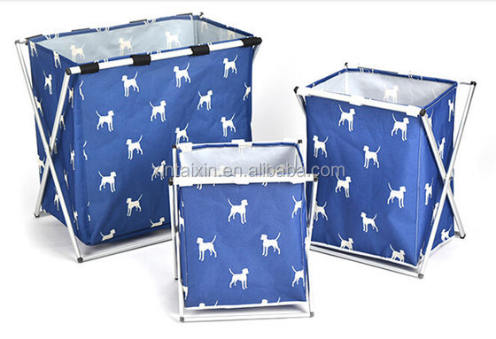 Alu Pipe Polyester Dirty Clothes Basket With Cover Foldable Laundry Hamper