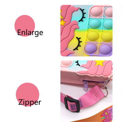 Fidget Push Bubbles Toy Rainbow Unicorn Coin Purse Wallet Ladies Silica Crossbody Bag