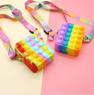 Fidget Push Bubbles Toy Rainbow Unicorn Coin Purse Wallet Ladies Silica Crossbody Bag