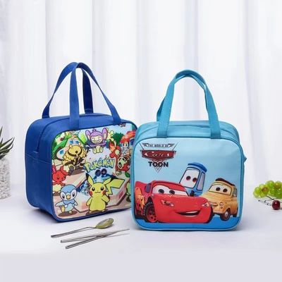Cartoon Kids Lunch Cooler Bag Canvas Waterproof Lovely Thermal Insulated