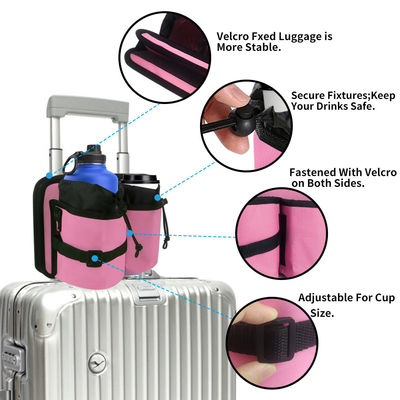 Luggage Travel Cup Holder Durable Free Hand Fits All Suitcase Handles