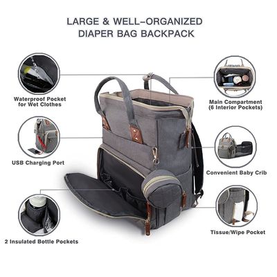 Lager Capacity Waterproof Mommy Diaper Bags For Baby