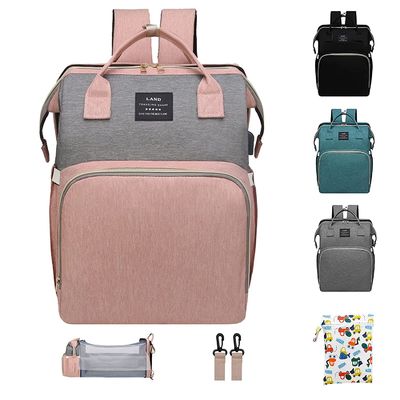 Fashion Mommy Bag Baby diaper bag with mattress for easy outing Waterproof fabric baby bottle insulation layer
