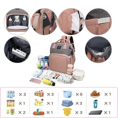 Fashion Mommy Bag Baby diaper bag with mattress for easy outing Waterproof fabric baby bottle insulation layer