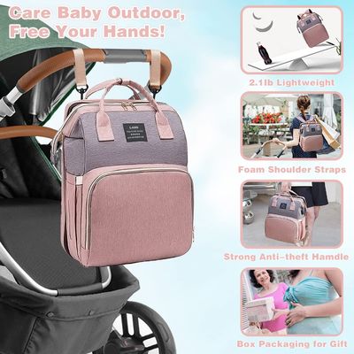 Fashion Mommy Bag Baby diaper bag with mattress for easy outing Waterproof fabric baby bottle insulation layer