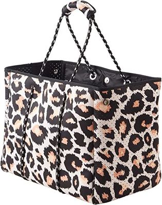 Large Leopard Print Purse Neoprene Tote Cross Body Bag Folding Reusable