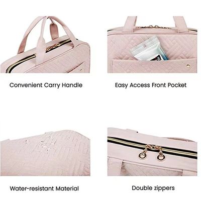 Travel Toiletry Makeup Bag Cosmetic Storage Box Pleats Cotton Peach Fur Beautiful