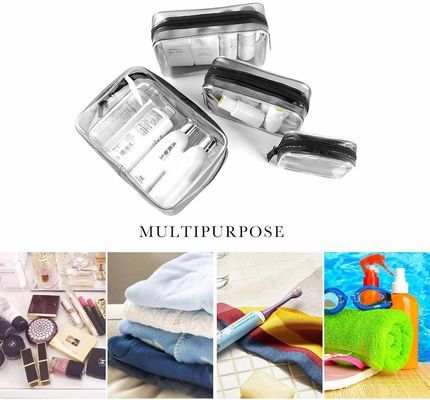 Clear Cosmetic Bag Waterproof PVC Zippered Toiletry Carry Pouch Portable Makeup Bag Organizer Bag Set for Travel