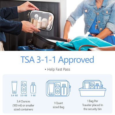 Toiletry Bag with Handle Large Opening Clear Toiletry Bags Fit Carry-on