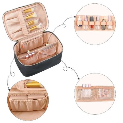 Ladies portable cosmeticbags waterproof  double-layer zipper travel cosmetic bag with handle