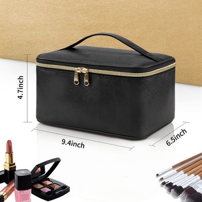 Ladies portable cosmeticbags waterproof  double-layer zipper travel cosmetic bag with handle
