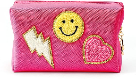 waterproof pu leather cosmetic bag preppy travel women makeup organizer