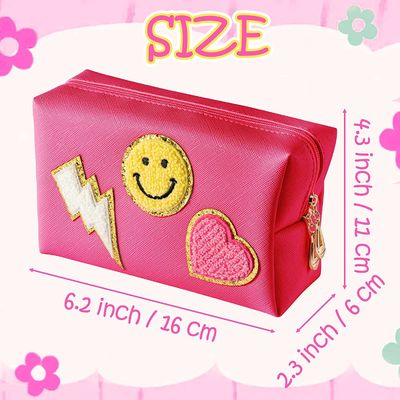 waterproof pu leather cosmetic bag preppy travel women makeup organizer