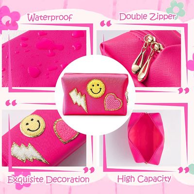 waterproof pu leather cosmetic bag preppy travel women makeup organizer