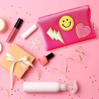 waterproof pu leather cosmetic bag preppy travel women makeup organizer