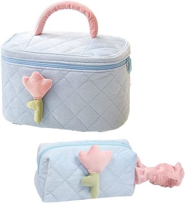 Soft Corduroy Makeup Bag Set Makeup Bag Organizer Bag  Large Shock-proof Cute Makeup bag Suitable for la