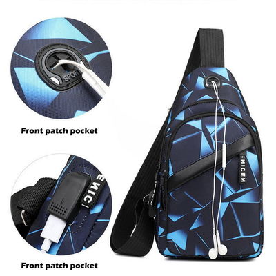 Men Anti Theft Chest Bag Short Trip Messengers Bags USB Charging Crossbody