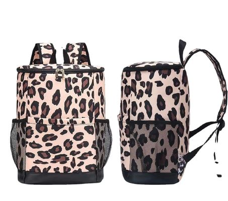 Leopard Canvas Insulated Cooler Backpack Waterproof Picnic Bag Food Delivery