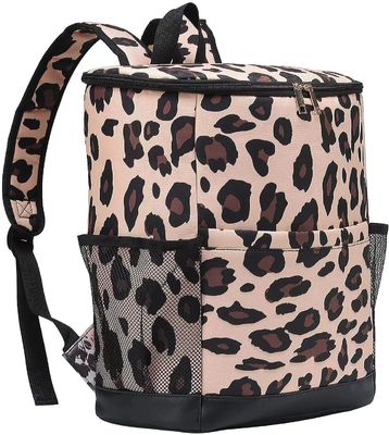 Leopard Canvas Insulated Cooler Backpack Waterproof Picnic Bag Food Delivery