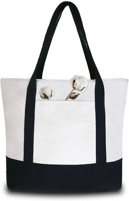 Cotton Canvas Tote Shoulder Bags Boat Bag Ladies Canvas Blank Tote Bag With Pocket