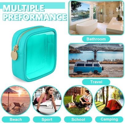 Small Nylon PVC Cosmetic Bag TSA Approved Travel Toiletry Bag with Zipper