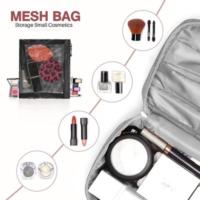 Waterproof and shockproof Makeup Bag Travel Makeup Bag Storage Bag with Mesh Bag Brush Holder Makeup Bag Women's