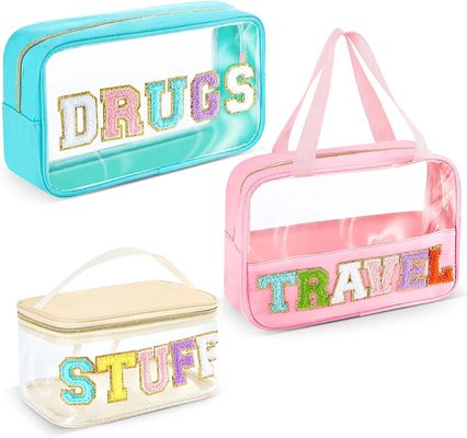 Clear Makeup  Bags Makeup Bag Transparent Patch Bag PVC Waterproof Portable Glitter Cosmetic Bag Travel Toiletry bag