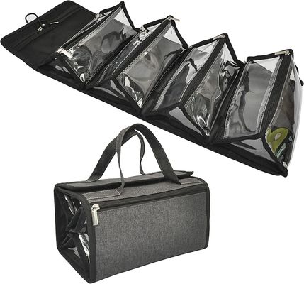 Large Capacity Hanging Eco-friendly Polyester Travel Toiletry Bag Makeup Bag 4 in 1 Roll Type Makeup Organizer