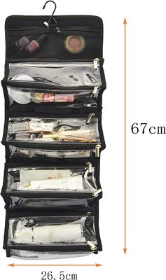 Large Capacity Hanging Eco-friendly Polyester Travel Toiletry Bag Makeup Bag 4 in 1 Roll Type Makeup Organizer