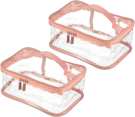 Clear Toiletry Bag PVC Makeup Bag Cosmetic Pouch with Zipper Handle Strap Waterproof for Travel