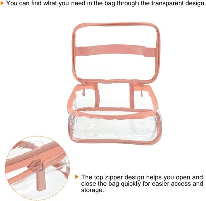 Clear Toiletry Bag PVC Makeup Bag Cosmetic Pouch with Zipper Handle Strap Waterproof for Travel