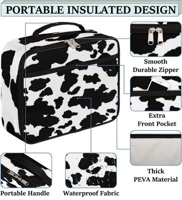 Multi Functional Waterproof Fabric Cow Printed Lunch Bag With Handle