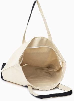 Extra Large Canvas Zippered Tote Bag Zip Top 100% Organic Cotton 22 Inches