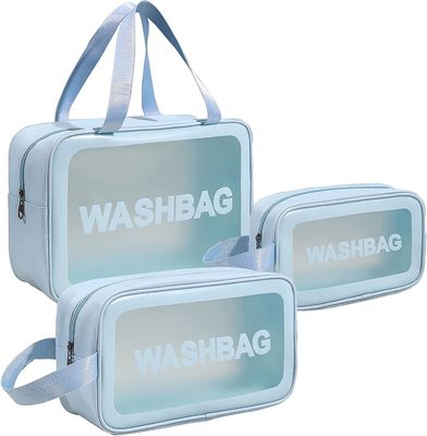 Clear Toiletry Bag 3 PCS Makeup Cosmetic Transparent Travel Wash Bag For Women