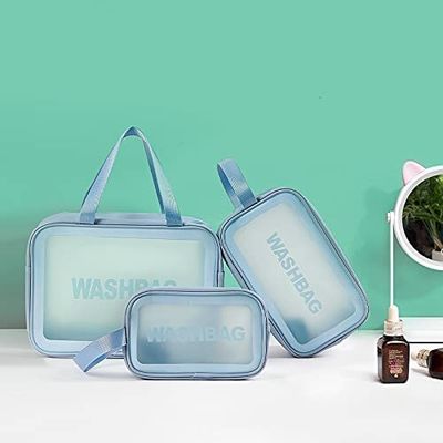 Clear Toiletry Bag 3 PCS Makeup Cosmetic Transparent Travel Wash Bag For Women