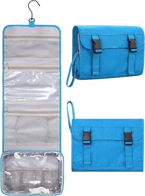 Blue Makeup Bag Waterproof Cosmetic Storage Organizer Case For Bathroom Shower