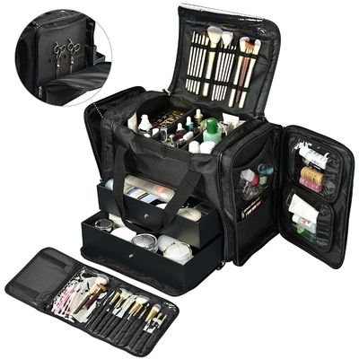 Black Soft 1200D Oxford Artist Cosmetic Organizer Box Travel Fishing Outdoor