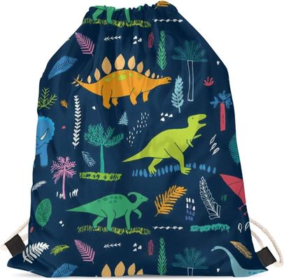 Cartoon Dinosaur Boys School Bag Lightweight Portable Dinosaur Gym Drawstring Bags for Travel Sports