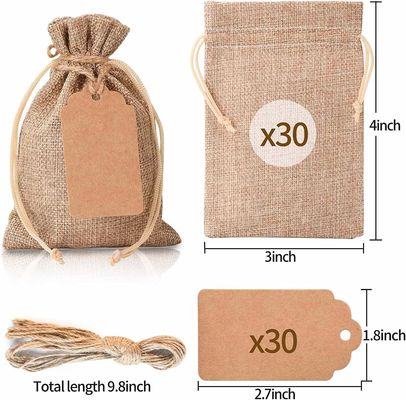 3&quot;x 4&quot;  Bags with Drawstring, Wedding Hessian Linen Sacks Bag, Jewelry Pouches Burlap Bags