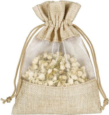 Lightweight Durable Burlap Sheer Bags  Drawstring Gift Bag Jewelry Pouches for Candy Wedding Party Favor